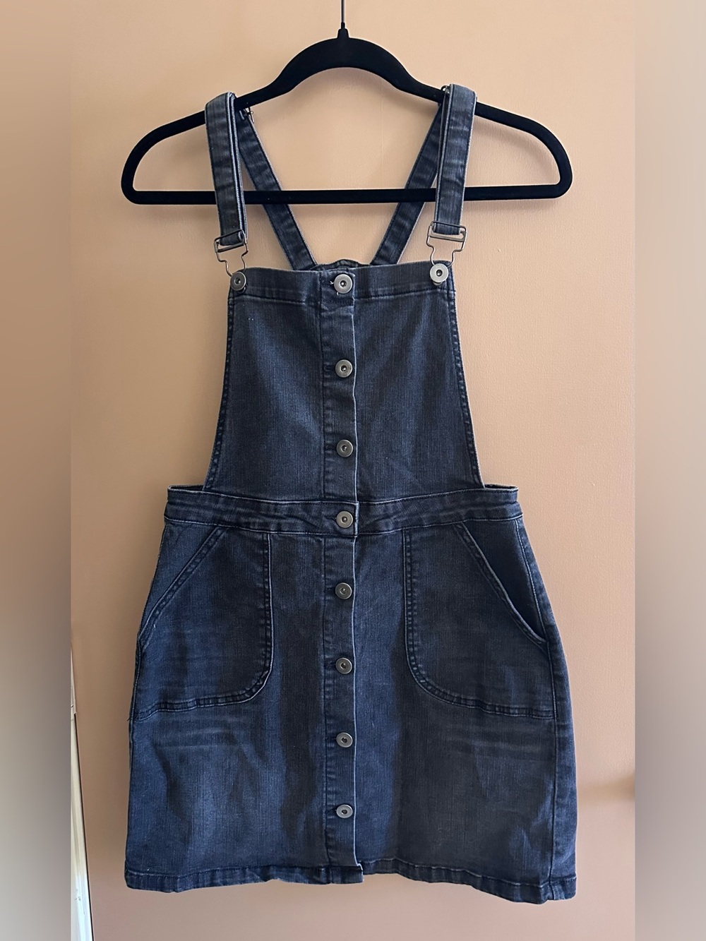 ModCloth black washed denim overall dress